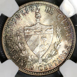 1949 NGC MS 64 Caribbean 20 Centavos Last Starfish Silver Coin (19041901C)