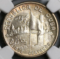 1952 NGC MS 63 Caribbean 20 Centavos Republic Anniversary Commemorative Silver Coin (19040901C)