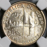 1952 NGC MS 63 Caribbean 20 Centavos Republic Anniversary Commemorative Silver Coin (19040901C)