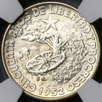 1952 NGC MS 63 Caribbean 20 Centavos Republic Anniversary Commemorative Silver Coin (19040901C)