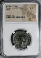 147 Mysia Cyzicus Faustina Jr Demeter Driving Biga Horses AE 27 NGC VF (20042801C)