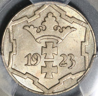 1923 PCGS AU 58  Danzig 10 Pfennig Coin (20041202C)