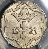 1923 PCGS AU 58  Danzig 10 Pfennig Coin (20041202C)
