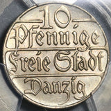 1923 PCGS AU 58  Danzig 10 Pfennig Coin (20041202C)