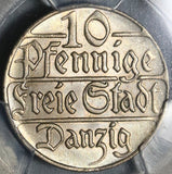1923 PCGS AU 58  Danzig 10 Pfennig Coin (20041202C)