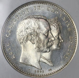 1892 NGC MS 65 Denmark 2 Kroner Wedding Gem Mint State Coin (22031602C)