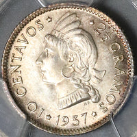 1937 PCGS MS 65 Dominican Republic Silver 10 Centavos Gem Coin (22051101D)