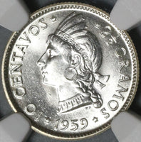 1959 NGC MS 65 Dominican Republic Silver 10 Centavos Scarce Coin (21021402C)