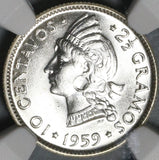1959 NGC MS 65 Dominican Republic Silver 10 Centavos Scarce Coin (21021402C)