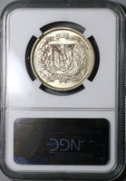 1944 NGC AU 58 Dominican Republic 1/2 Peso 50 Centavos 100k Silver Coin (22051502C)