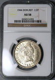 1944 NGC AU 58 Dominican Republic 1/2 Peso 50 Centavos 100k Silver Coin (22051502C)