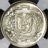 1961 NGC MS 65 Dominican Republic Medio 1/2 Peso Coin GEM BU (18122601C)