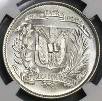 1961 NGC MS 65 Dominican Republic Medio 1/2 Peso Coin GEM BU (20010603C)