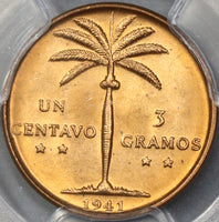 1941 PCGS MS 65 RED Dominican Republic 1 Centavo Choice BU Coin (18070101D)