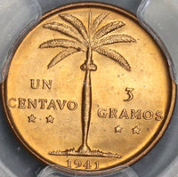 1941 PCGS MS 65 RED Dominican Republic 1 Centavo Choice BU Coin (18070101D)