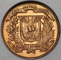 1942 NGC MS 64 RED Dominican Republic 1 Centavo Mint State Coin (20060801C)