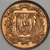 1942 NGC MS 64 RED Dominican Republic 1 Centavo Mint State Coin (20060801C)