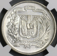 1961 NGC MS 66 Dominican Republic 1/2 Peso Silver Coin GEM BU (19012102C)