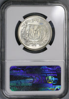 1961 NGC MS 66 Dominican Republic 1/2 Peso Silver Coin GEM BU (19012102C)