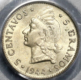 1944 PCGS MS 63 Dominican Republic Silver 5 Centavos Coin (19012901C)