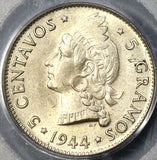 1944 PCGS MS 63 Dominican Republic Silver 5 Centavos Coin (19012901C)