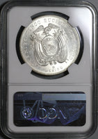 1943 NGC MS 63 Ecuador 5 Sucre Mexico City Mint State Coin (20102501C)