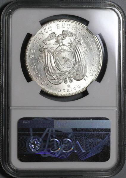 1943 NGC MS 63 Ecuador 5 Sucre Mexico City Mint State Coin