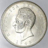 1943 NGC MS 64 Ecuador 5 Sucre Mexico City Mint State Coin (20102502C)