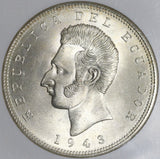 1943 NGC MS 64 Ecuador 5 Sucre Mexico City Mint State Coin (20102502C)