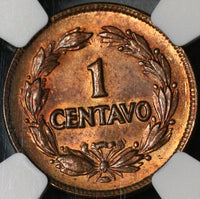 1928 NGC MS 64 RB Ecuador 1 Centavo Mint State BU Coin (21020101C)