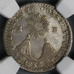 1836 GJ NGC VF 25 Ecuador 1 Real Rare Quito Silver Coin POP 1/1 (19030902C)
