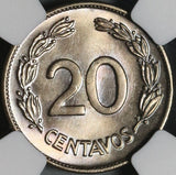 1946 NGC MS 65 Ecuador 20 Centavos GEM BU Coin (21020504C)
