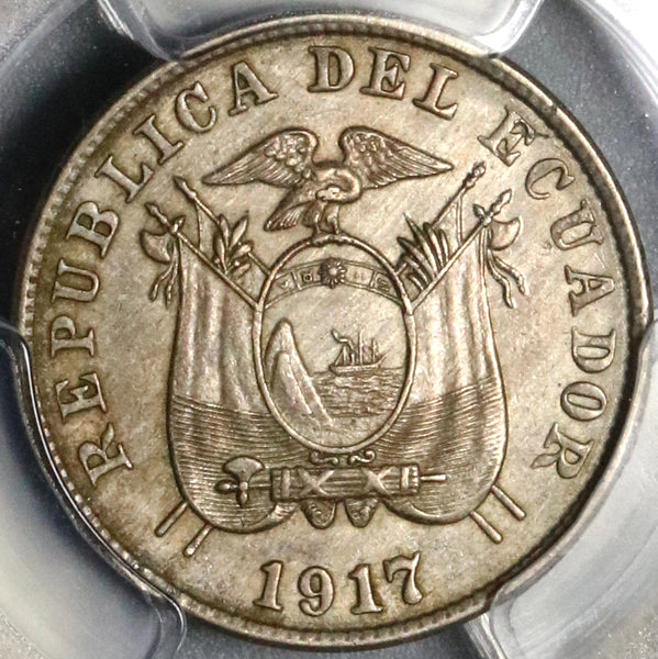 1917 PCGS MS 63 Ecuador 2 1/2 Centavos Mint State Coin (21080902C)