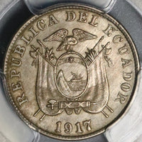 1917 PCGS MS 63 Ecuador 2 1/2 Centavos Mint State Coin (21080902C)