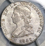 1848/7 PCGS AU 55 Ecuador 2 Reales Quito Mint Liberty Head Silver Coin (22091401C)