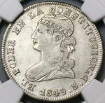 1849 NGC XF 45 Ecuador 2 Reales Quito Mint Liberty Head Silver Coin (23032101D)