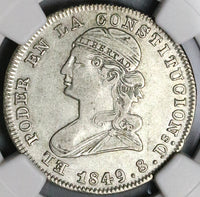 1849 NGC XF 45 Ecuador 2 Reales Quito Mint Liberty Head Silver Coin (23032101D)