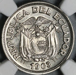 1963 NGC MS 66 Ecuador 50 Centavos Gem BU Mint State Coin (21052404C)
