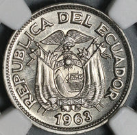 1963 NGC MS 66 Ecuador 50 Centavos Gem BU Mint State Coin (21052404C)