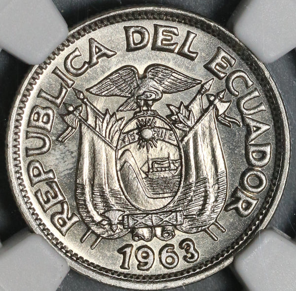 1963 NGC MS 66 Ecuador 50 Centavos Gem BU Mint State Coin (21052404C)