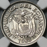 1963 NGC MS 66 Ecuador 50 Centavos Gem BU Mint State Coin (21052404C)
