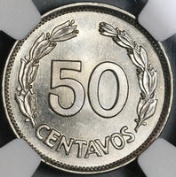 1963 NGC MS 66 Ecuador 50 Centavos Gem BU Mint State Coin (21052404C)