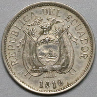 1919 Ecuador 5 Centavos AU Eagle Coin (21060506R)