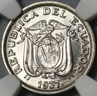 1937 NGC MS 65 Ecuador 5 Centavos GEM BU Coin (21021403C)