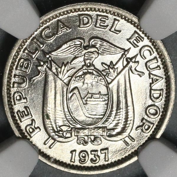 1937 NGC MS 65 Ecuador 5 Centavos GEM BU Coin (21021403C)