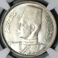1937 NGC MS 64 Egypt 10 Piastres Farouk Silver Mint State Coin (20101201C)
