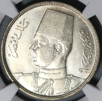 1937 NGC MS 64 Egypt 10 Piastres Farouk Silver Mint State Coin (20101201C)