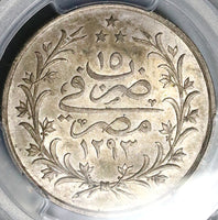 1890 PCGS MS 63 Egypt Ottoman 10 Qirsh 1293/15W Key Date Silver Coin POP 2/0 (22050101C)