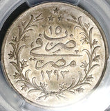 1890 PCGS MS 63 Egypt Ottoman 10 Qirsh 1293/15W Key Date Silver Coin POP 2/0 (22050101C)