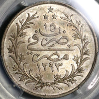 1890 PCGS MS 63 Egypt Ottoman 10 Qirsh 1293/15W Key Date Silver Coin POP 2/0 (22050101C)